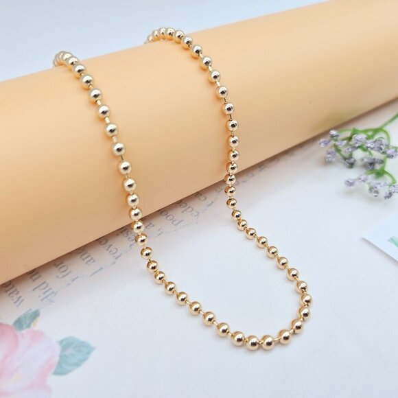 Rose Gold Polished Ball Chain Necklace for Women, 45cm Adjustable, XPNL0050 - Picture 4 of 13